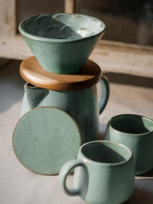 Conjunto café madeira completo – verde